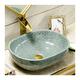 GaRcan Bathroom Sink Ceramic Art Vanity Bathroom Vessel Sink 18.9"x15.3" Porcelain Colorful Pattern Countertop Oval Wash Basin for Small Cloakroom Basin Lavatory Vanity (B)