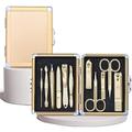 Nail Clippers Set Manicure Set with Luxury Metal Box, 11Pcs Professional Nail Clippers Kit Pedicure Care Tools- Stainless Steel Grooming Kit for Travel or Home Manicure Tools ( Color : Gold )