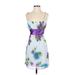 City Triangles Casual Dress - Mini Square Sleeveless: Purple Floral Motif Dresses - Women's Size Small