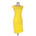 Trafaluc by Zara Cocktail Dress - Sheath: Yellow Solid Dresses - Women's Size Medium