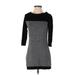 White House Black Market Casual Dress - Sweater Dress: Black Argyle Dresses - Women's Size X-Small