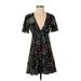Alice + Olivia Casual Dress: Black Paint Splatter Print Dresses - Women's Size 0