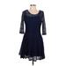 Fishbowl Clothing Casual Dress - Fit & Flare: Blue Dresses - Women's Size Large