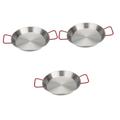 ANSNOW Paella Cooking Pan Outdoor Griddle Outdoor Paella Maker Paella Pan Stainless Steel Induction Burner Nonstick Frying Pans Flat Pan Wok Fried Chicken Pan Non Stick Esteamer/Silver*3Pcs/20*16Cm*