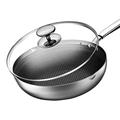 WBDHEHHD Deep Stir Fry Pan,Stirfry Pan Non-Stick Frying Pan Stainless Steel Frying Dual-use Pot Household Frying Pan Omelette Pot 30cm