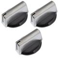 Baumatic Genuine Temperature Control Knob for Oven Cooker Grill Hob (Pack of 3, Black/Silver)