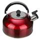 Whistling Tea Kettle 3L Flat Bottom Kettle Stainless Steel Tea Kettle Whistling Teapot for All Stovetops Gas Electric (Color : Red)