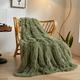 XeGe Luxury Faux Fur Blanket, Sage Green Soft Big Fluffy Blanket Throw, Shaggy Plush Decorative Couch Blanket, Cute Furry Blanket Fuzzy Blanket for Bed Bedroom Living Room Sage Green, 60x90