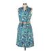 Alex Marie Casual Dress - Shirtdress V-Neck Sleeveless: Blue Dresses - Women's Size 6