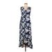 Derek Heart Casual Dress - Wrap: Blue Floral Dresses - Women's Size Large