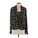 Vince Camuto Long Sleeve Blouse: Black Leopard Print Tops - Women's Size Large