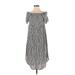 Amuse Society Casual Dress - High/Low: Gray Stripes Dresses - Women's Size Small