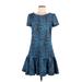 Betsey Johnson Casual Dress - DropWaist: Blue Animal Print Dresses - Women's Size 8