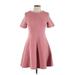 Hutch Casual Dress - A-Line: Pink Solid Dresses - Women's Size Large Petite