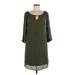 Indigo Rose Casual Dress - Shift: Green Solid Dresses - Women's Size Medium Petite