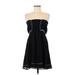 Ecote Casual Dress - Mini Strapless Sleeveless: Black Argyle Dresses - Women's Size Medium