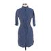 Paper Crane Casual Dress - Shirtdress: Blue Dresses - Women's Size Small