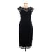 Maggy London Cocktail Dress - Sheath: Black Jacquard Dresses - Women's Size 12