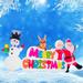 Inflatable Christmas Decorations 8.5 FT Merry Christmas Sign Composition Snowman, Reindeer, Santa Claus and Mrs Santa Scene