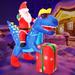 6FT Inflatable Christmas Yard Decorations, Santa Ride Dinosaur with Gift, Inflatable Santa Decoration Built-in LED Light - Blue