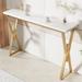 Modern Bar Height Dining Table Wood Breakfast Pub Table with Gold Base