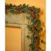 2 Pack Christmas Garland with Lights, Total 12FT Smokey Pine Garland with Bells for Christmas Decorations, Indoor Outdoor Red