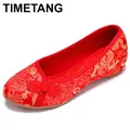 TIMETANG scarpe basse da donna rosse scarpe singole nazionali di pechino vecchie scarpe da sposa