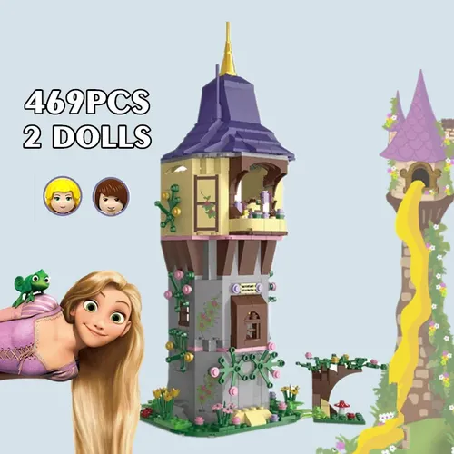 Prinzessin Schloss Rapunzels Turm verheddert Freunde Bausteine Ziegel Kinder Geburtstag Spielzeug