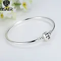 BISAER-Bracelets Classiques en Argent pour Femme 16-21 cm Breloques en Perles Bijoux à la Mode