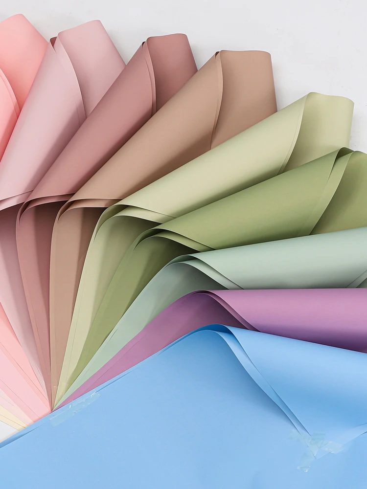 20 stücke Verdickung Wasserdicht Einfarbig Blume Geschenkpapier Koreanische Papier Für Floristen Verpackung Film Für Blumen Image