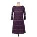 Jessica Howard Casual Dress: Purple Jacquard Dresses - Women's Size 8