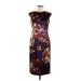 London Times Casual Dress - Sheath: Purple Floral Motif Dresses - Women's Size 6