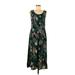 Croft & Barrow Casual Dress - Midi: Green Tropical Dresses - Women's Size Medium