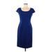 Tahari by ASL Casual Dress - Sheath: Blue Solid Dresses - Women's Size 8