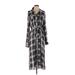 Knox Rose Casual Dress - Shirtdress: Gray Plaid Dresses - New - Women's Size Medium