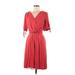 Banana Republic Casual Dress - Wrap: Red Solid Dresses - Women's Size Medium