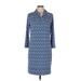 Donna Morgan Casual Dress - Shirtdress: Blue Chevron/Herringbone Dresses - Women's Size 8