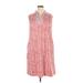 J. McLaughlin Casual Dress - Popover: Red Grid Dresses - Women's Size X-Large