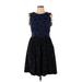 Corey Lynn Calter Casual Dress - A-Line Crew Neck Sleeveless: Blue Polka Dots Dresses - Women's Size 12