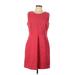 Liz Claiborne Casual Dress - A-Line: Red Jacquard Dresses - Women's Size 12