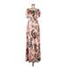 Pink Blush Casual Dress: Pink Floral Motif Dresses - Women's Size Medium