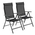 Chaise de Jardin pliable lot de 2 cadre en aluminium noir