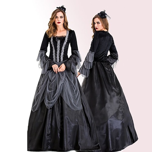 Vampir Karneval Cosplay Kostüm Partykostüm Maskerade Outfits Erwachsene Damen Maskerade Karneval Leistung Party Halloween Einfaches Karnevalskostüm Verkleiden Image