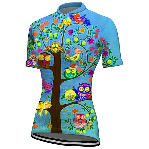 Damen Radtrikot Grafik Pflanzen Kurzarm Fahhrad Trikot Oberteil mit 3 Gesäßtaschen Mountainbike MTB Straßenradsport Schnelltrocknend Reflektierende Streifen Rückentasche Feuchtigkeitsableitend Sport Image
