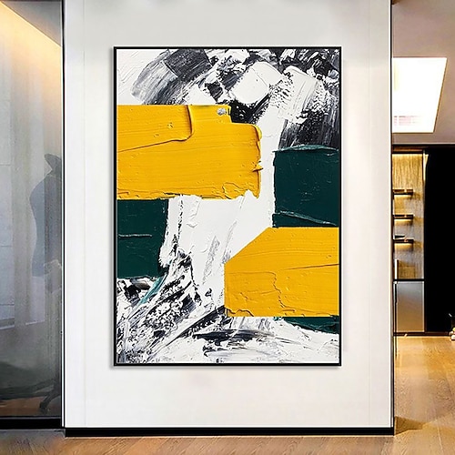 Handgefertigte Ölgemälde auf Leinwand, Wandkunst, Dekoration, modernes abstraktes Farbmessergemälde für Heimdekoration, gerolltes, rahmenloses, ungedehntes Gemälde Image
