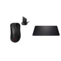 BenQ - Zowie EC2-CW Kabellose Ergonomische Esports Gaming Maus, Verbesserter Empfänger, Mausrad mit 24 Stufen, Ohne Treiber, Mittlere Größe, Schwarz & ZOWIR G-SR Gummi, Schwarz