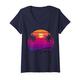 Damen Cool Summer Retro Zitat Beach Vibes Tropical Chill Vacation T-Shirt mit V-Ausschnitt