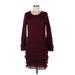 Trina Turk Casual Dress - Sweater Dress: Burgundy Dresses - Women's Size Large