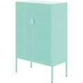 Metal Storage Locker Cabinet Adjustable Shelves Free Standing Ventilated Sideboard Steel Cabinets for Office Home (3-Tier Mint Full Mesh Door)