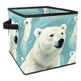 KLURENT Polar Bear Ice Animals Toy Box Chest Collapsible Sturdy Toy Clothes Storage Organizer Boxes Bins Baskets for Kids Boys Girls Nursery Playroom